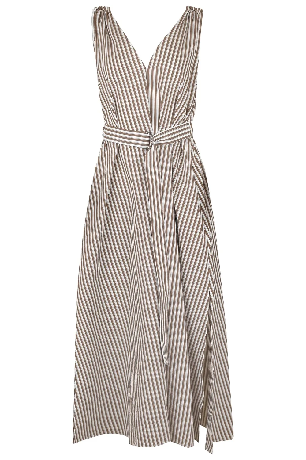 Stripe Sleeveless Long Dress