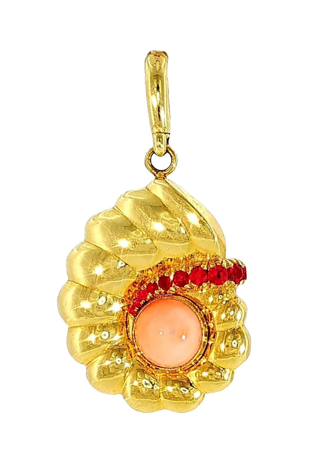 Jenna Blake Coral Ruby Helix Shell Charm