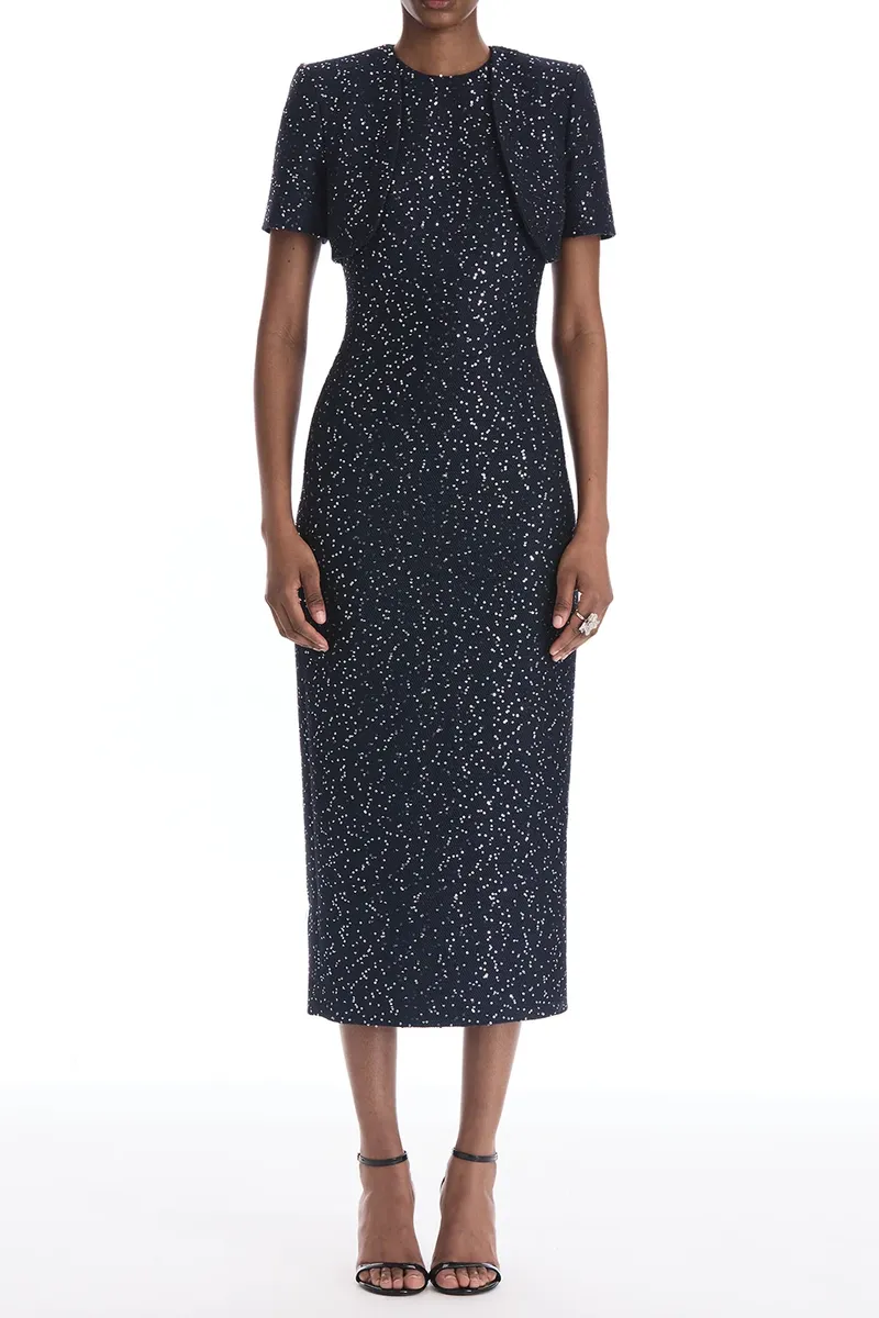 Oscar de la Renta Short Sleeve Sequin Tweed Cape | Thumbnail 2 Oscar de la Renta Short Sleeve Sequin Tweed Cape | Thumbnail 2