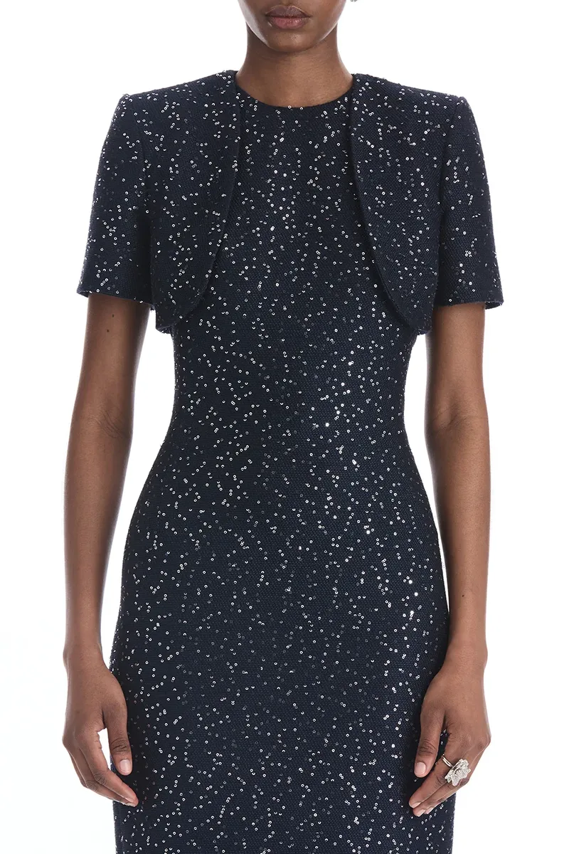 Oscar de la Renta Short Sleeve Sequin Tweed Cape | Thumbnail 3 Oscar de la Renta Short Sleeve Sequin Tweed Cape | Thumbnail 3