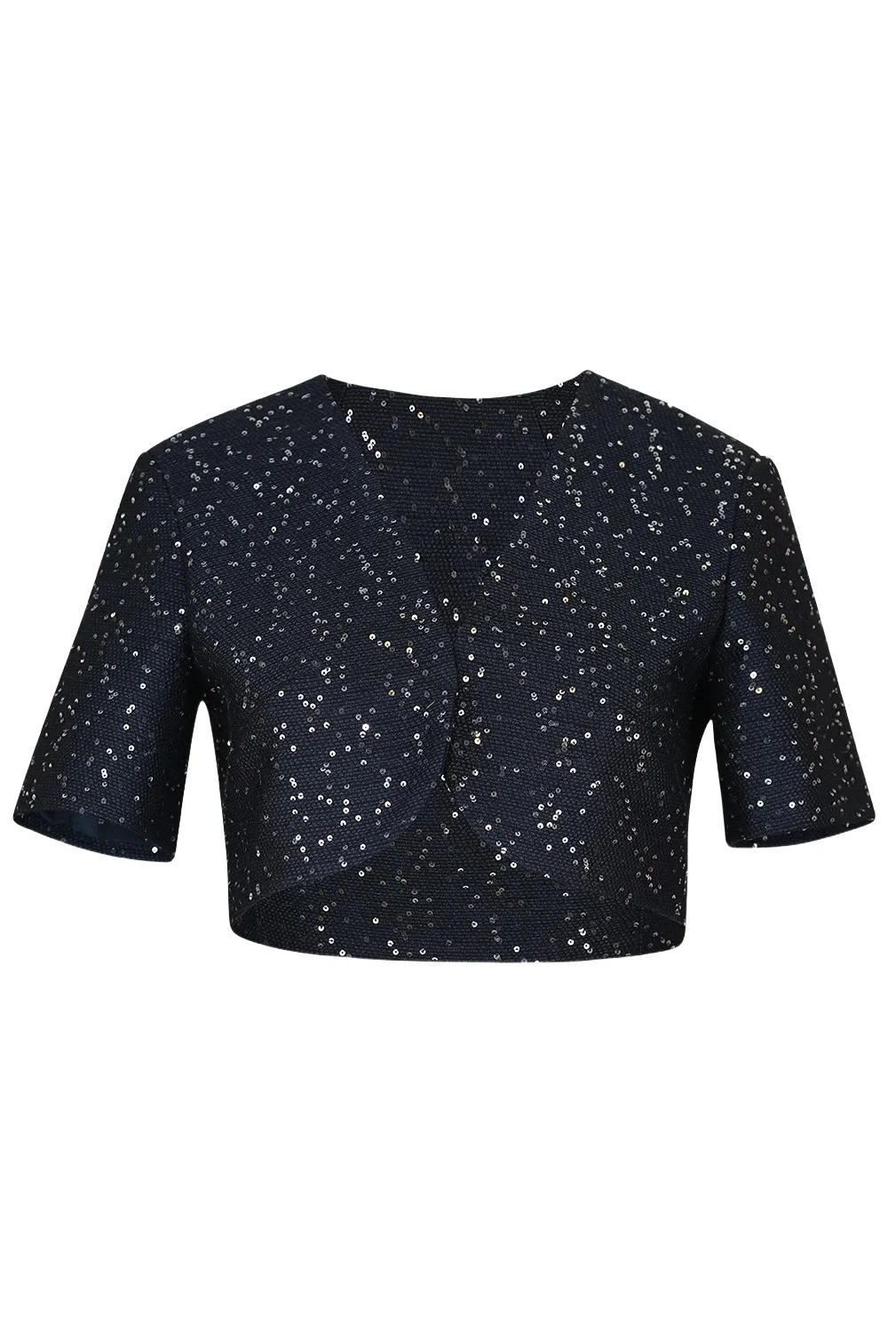 Oscar de la Renta Short Sleeve Sequin Tweed Cape
