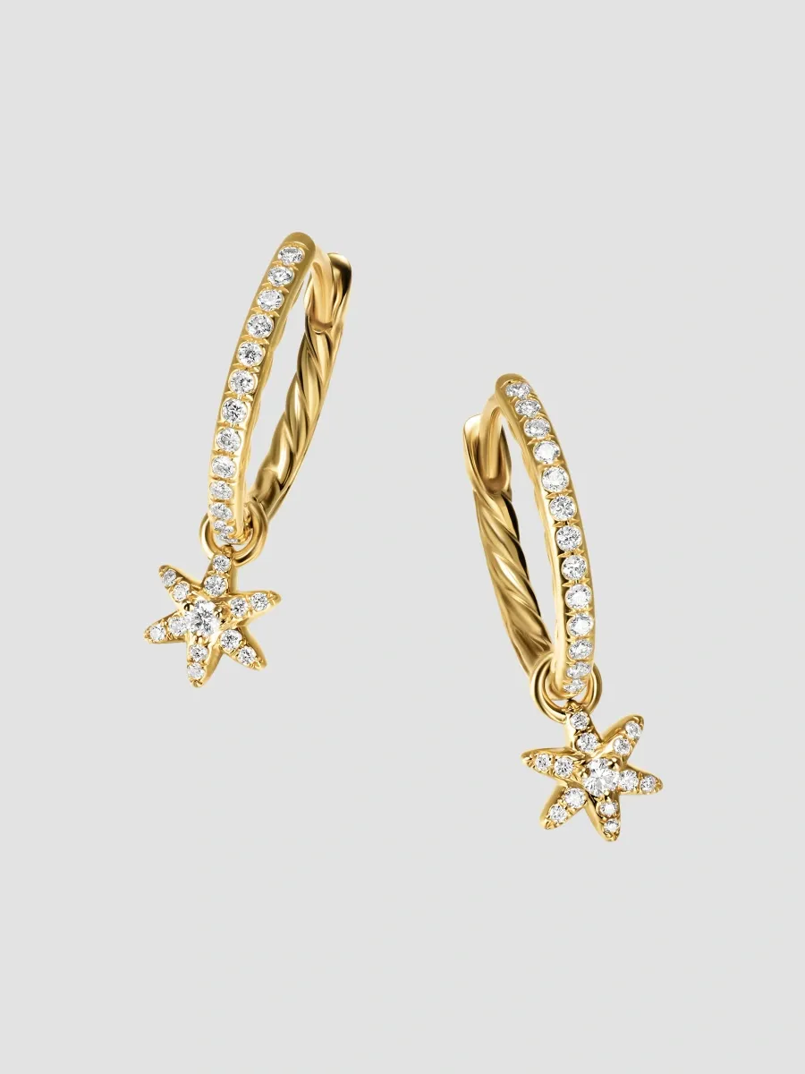 David Yurman Women's Petite Starburst Drop Earrings in 18K Yellow Gold with Diamonds, 18.8MM - Gold | Thumbnail 4 David Yurman Women's Petite Starburst Drop Earrings in 18K Yellow Gold with Diamonds, 18.8MM - Gold | Thumbnail 4