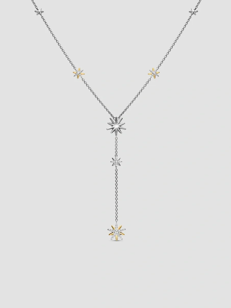 David Yurman Women's Starburst Y Necklace in Sterling Silver with 18K Yellow Gold and Diamonds, 76.7MM - Silver | Thumbnail 3 David Yurman Women's Starburst Y Necklace in Sterling Silver with 18K Yellow Gold and Diamonds, 76.7MM - Silver | Thumbnail 3