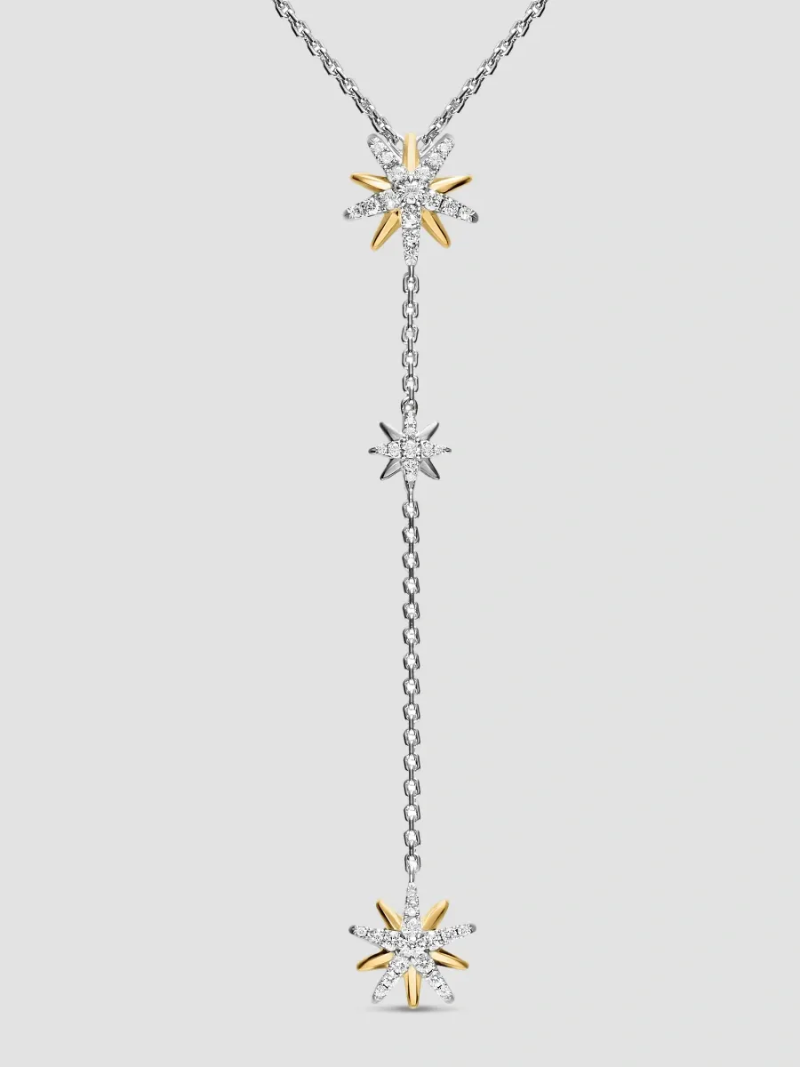 David Yurman Women's Starburst Y Necklace in Sterling Silver with 18K Yellow Gold and Diamonds, 76.7MM - Silver | Thumbnail 4 David Yurman Women's Starburst Y Necklace in Sterling Silver with 18K Yellow Gold and Diamonds, 76.7MM - Silver | Thumbnail 4