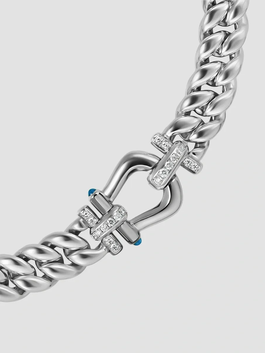 David Yurman Women's Thoroughbred Buckle Curb Chain Necklace in Sterling Silver - Silver | Thumbnail 3