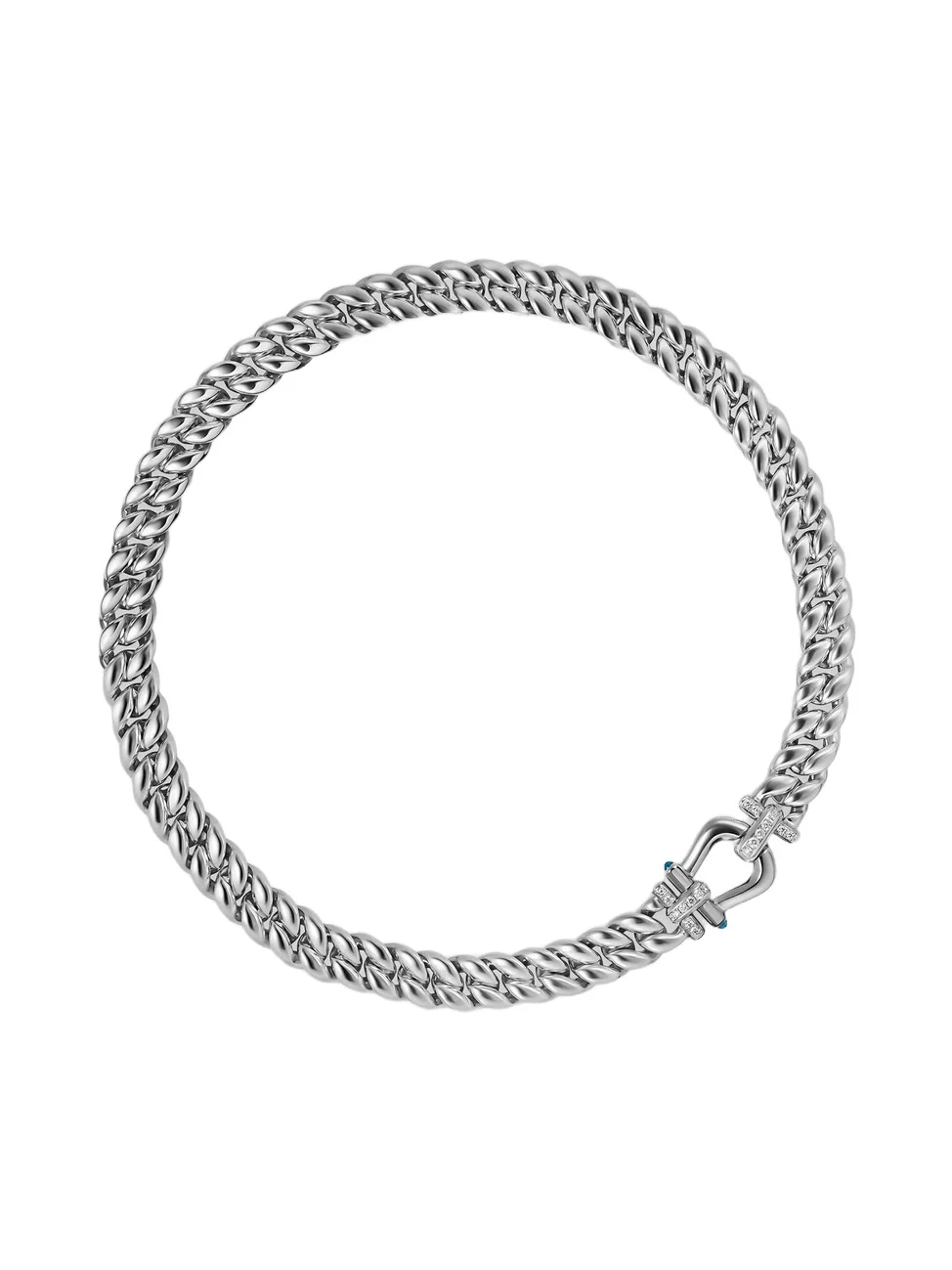 Women's Thoroughbred Buckle Curb Chain Necklace in Sterling Silver - Silver Women's Thoroughbred Buckle Curb Chain Necklace in Sterling Silver - Silver