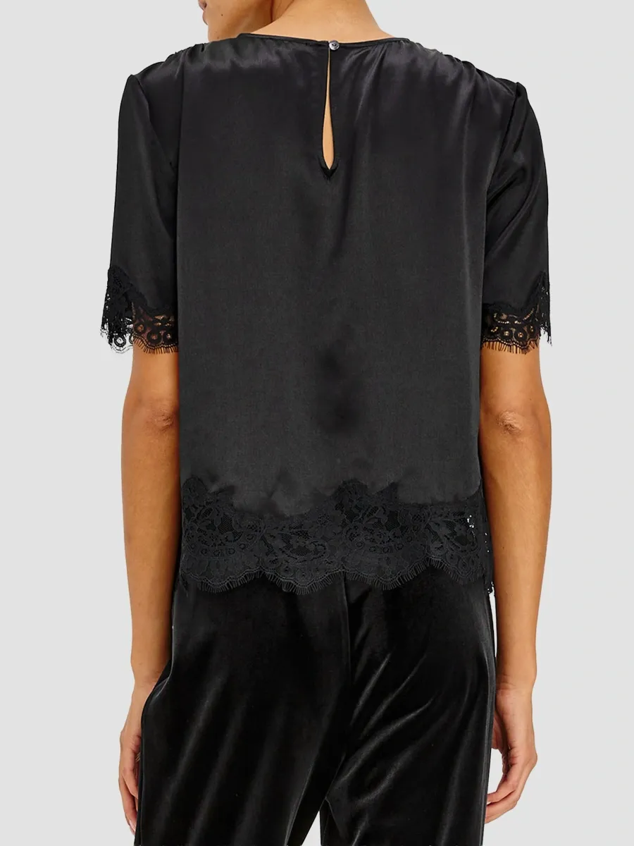 RAILS Women's Sonora Satin & Lace Crewneck Blouse | Thumbnail 3 RAILS Women's Sonora Satin & Lace Crewneck Blouse | Thumbnail 3