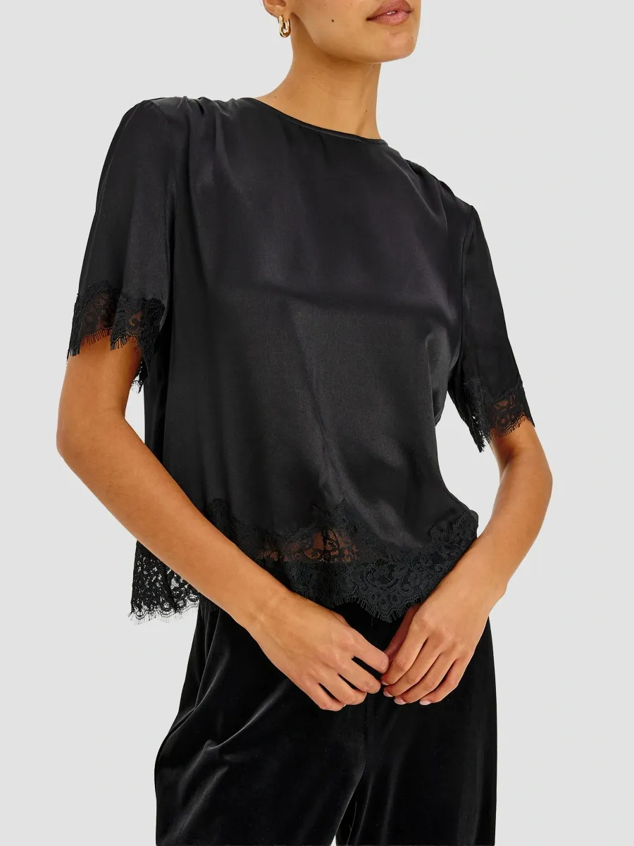 RAILS Women's Sonora Satin & Lace Crewneck Blouse | Thumbnail 4 RAILS Women's Sonora Satin & Lace Crewneck Blouse | Thumbnail 4