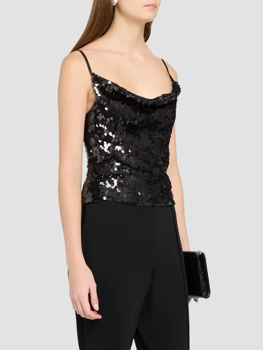 L'Agence Women's Calista Sequin Cowlneck Camisole | Thumbnail 4 L'Agence Women's Calista Sequin Cowlneck Camisole | Thumbnail 4
