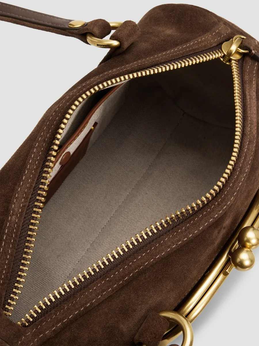 Coach Women's Kisslock Barrel Suede Shoulder Bag | Thumbnail 4 Coach Women's Kisslock Barrel Suede Shoulder Bag | Thumbnail 4