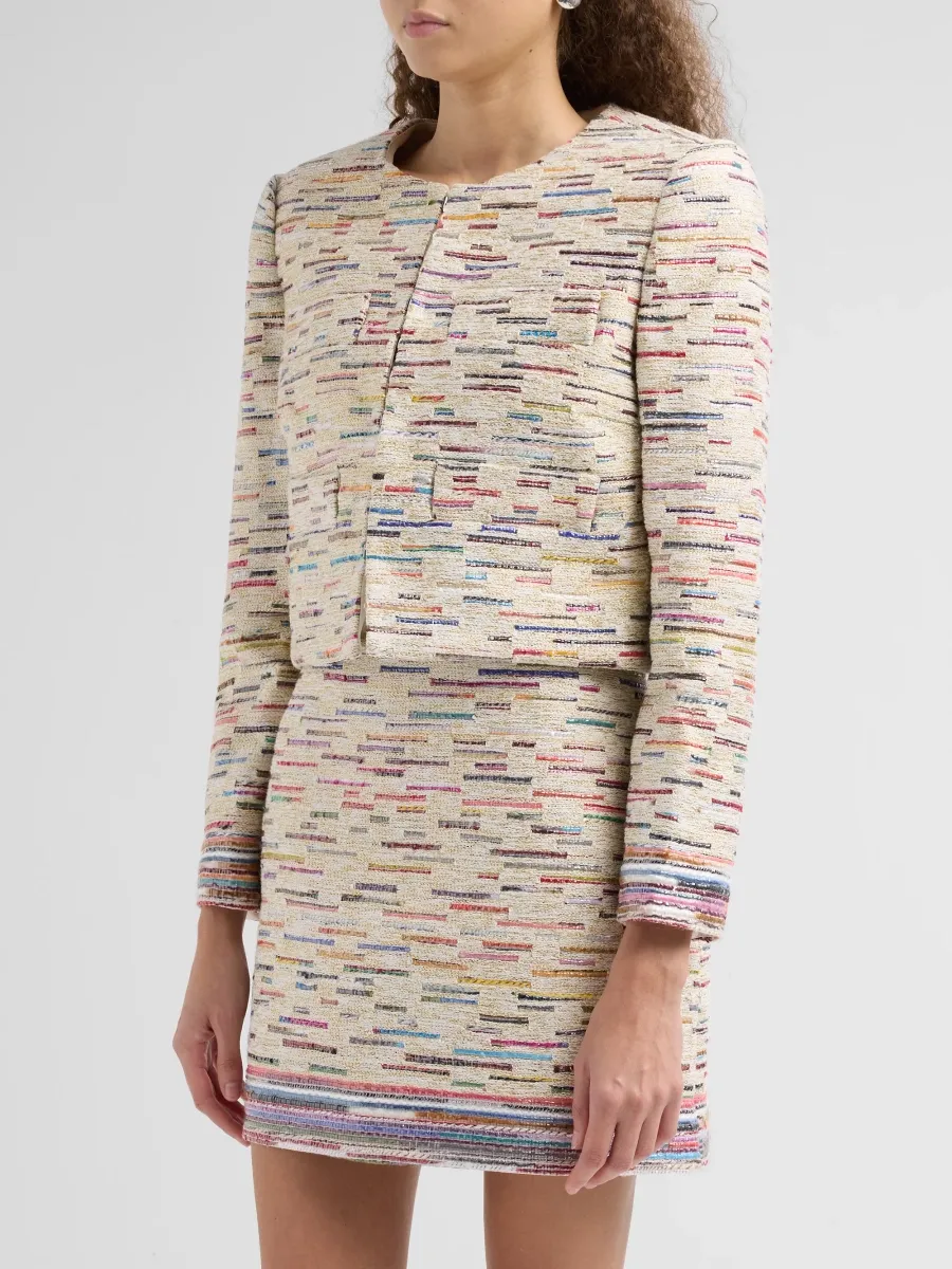 Milly Women's Pheobe Striped Tweed Crop Jacket | Thumbnail 4 Milly Women's Pheobe Striped Tweed Crop Jacket | Thumbnail 4