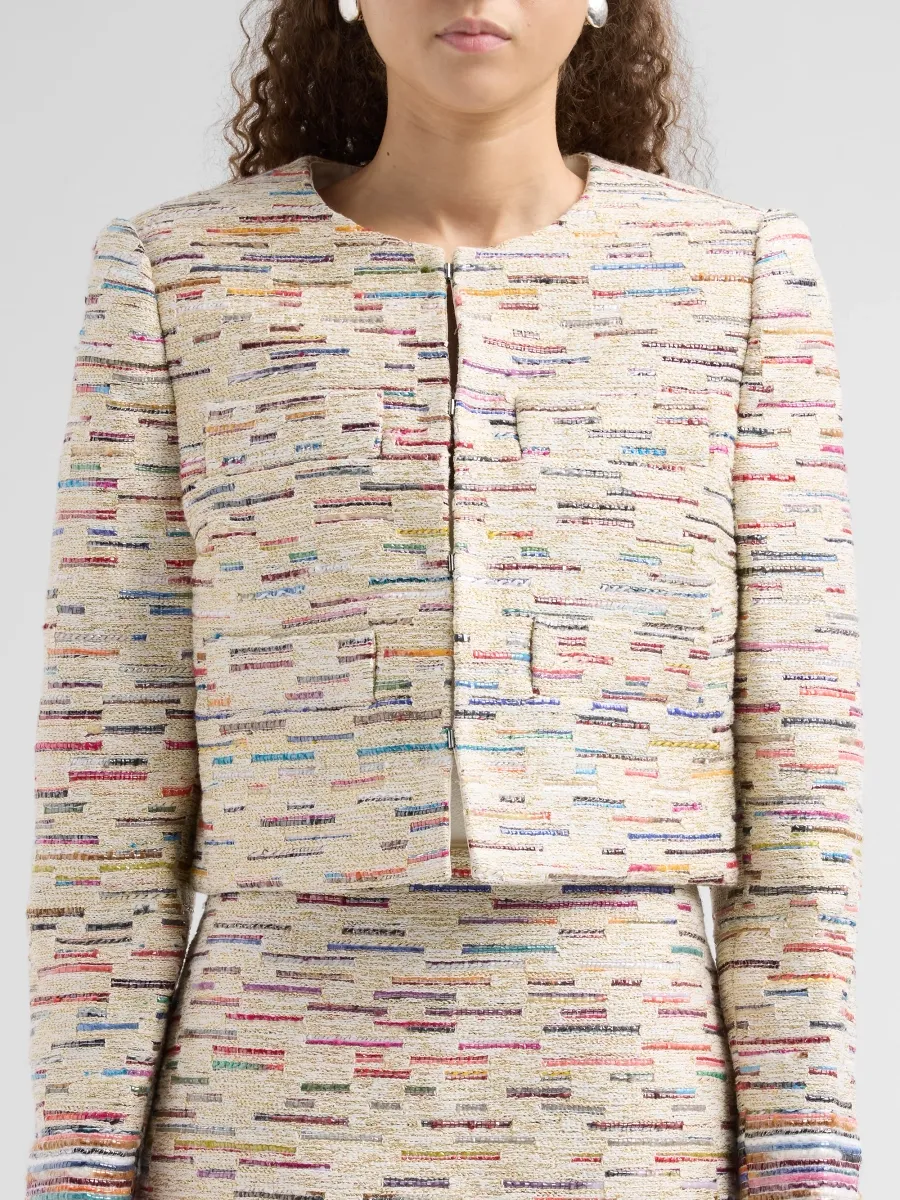 Milly Women's Pheobe Striped Tweed Crop Jacket | Thumbnail 5 Milly Women's Pheobe Striped Tweed Crop Jacket | Thumbnail 5