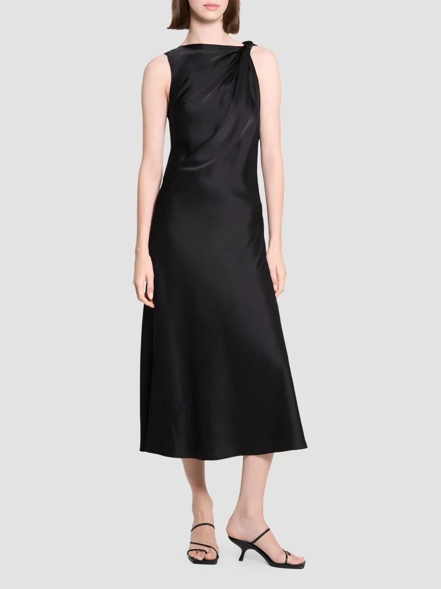 Theory Women's Satin Drapes Bias-Cut Midi Dress | Thumbnail 2 Theory Women's Satin Drapes Bias-Cut Midi Dress | Thumbnail 2