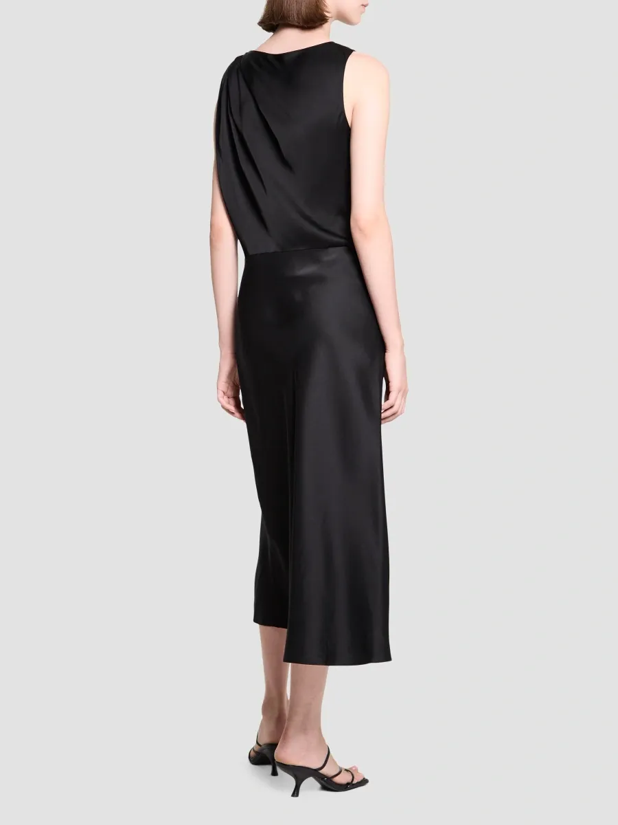 Theory Women's Satin Drapes Bias-Cut Midi Dress | Thumbnail 5 Theory Women's Satin Drapes Bias-Cut Midi Dress | Thumbnail 5