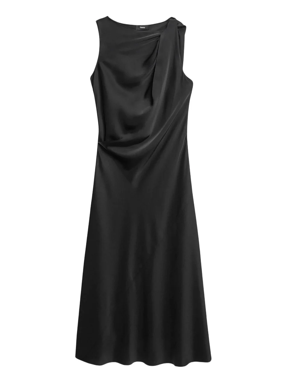 Women's Satin Drapes Bias-Cut Midi Dress