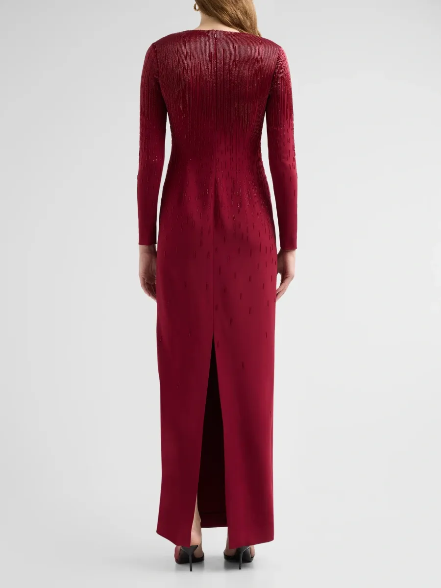 Oscar de la Renta Women's Intarsia Leaves Column Gown | Thumbnail 3 Oscar de la Renta Women's Intarsia Leaves Column Gown | Thumbnail 3