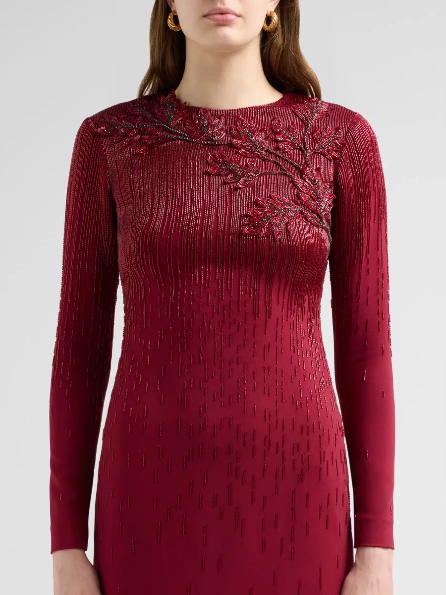 Oscar de la Renta Women's Intarsia Leaves Column Gown | Thumbnail 5 Oscar de la Renta Women's Intarsia Leaves Column Gown | Thumbnail 5