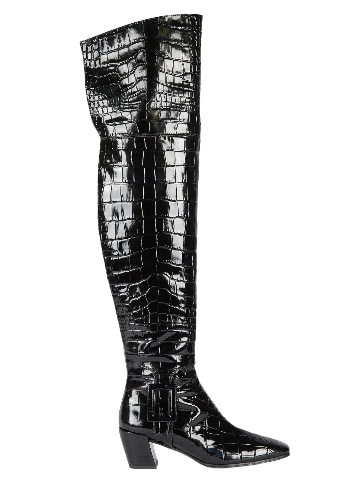 Women's Choc 45MM Croc-Embossed Patent Leather Boots Women's Choc 45MM Croc-Embossed Patent Leather Boots