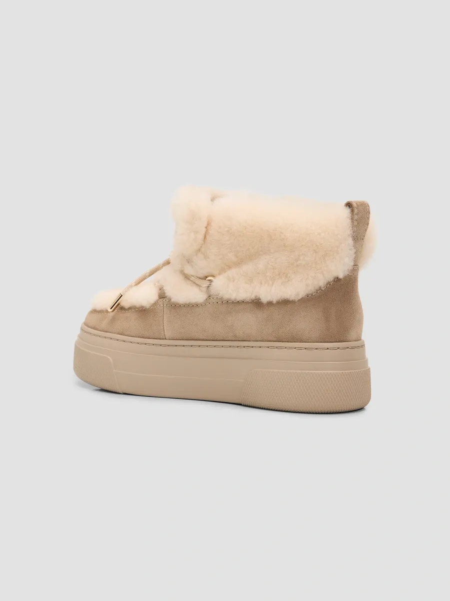 Stuart Weitzman Women's Alpine 50MM Suede & Shearling Boots - Cream Icy Taupe | Thumbnail 4 Stuart Weitzman Women's Alpine 50MM Suede & Shearling Boots - Cream Icy Taupe | Thumbnail 4