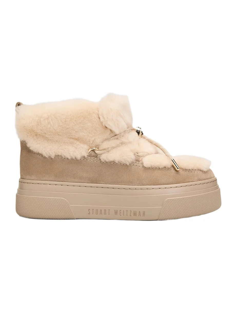 Stuart Weitzman Women's Alpine 50MM Suede & Shearling Boots - Cream Icy Taupe