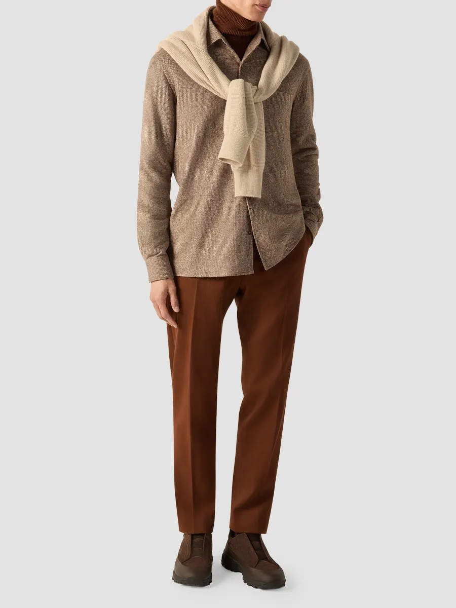 Zegna Men's Wool, Silk and Cashmere Shirt - Dark Brown | Thumbnail 2 Zegna Men's Wool, Silk and Cashmere Shirt - Dark Brown | Thumbnail 2