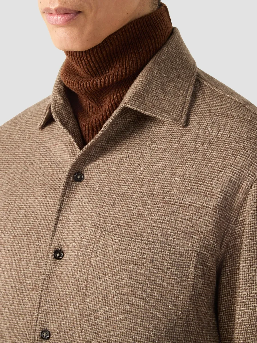 Zegna Men's Wool, Silk and Cashmere Shirt - Dark Brown | Thumbnail 5 Zegna Men's Wool, Silk and Cashmere Shirt - Dark Brown | Thumbnail 5