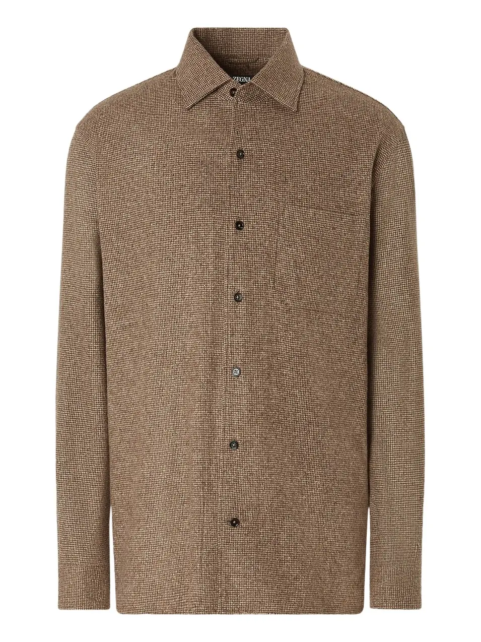 Zegna Men's Wool, Silk and Cashmere Shirt - Dark Brown