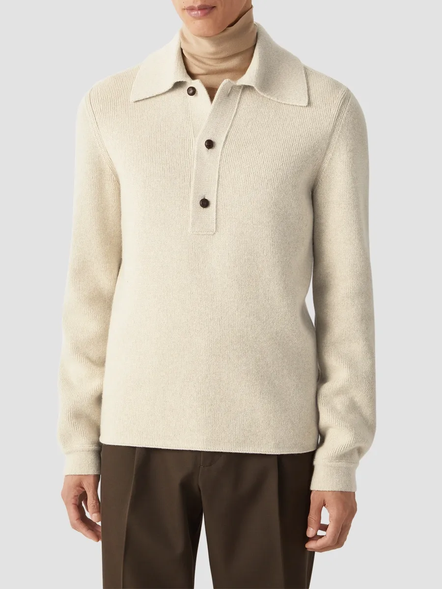 Zegna Men's Oasi Cashmere Polo Shirt | Thumbnail 3