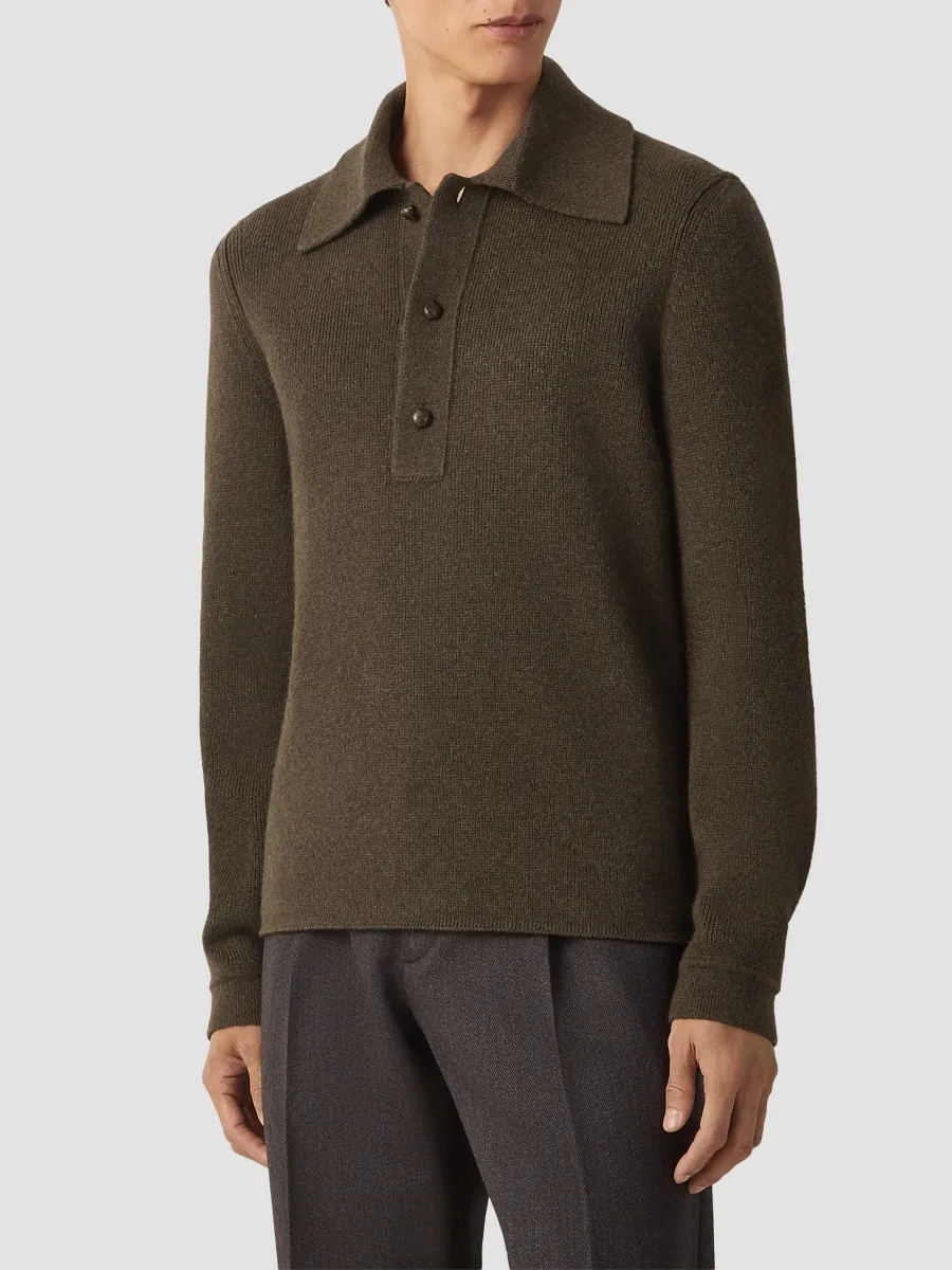 Zegna Men's Oasi Cashmere Polo Shirt | Thumbnail 3