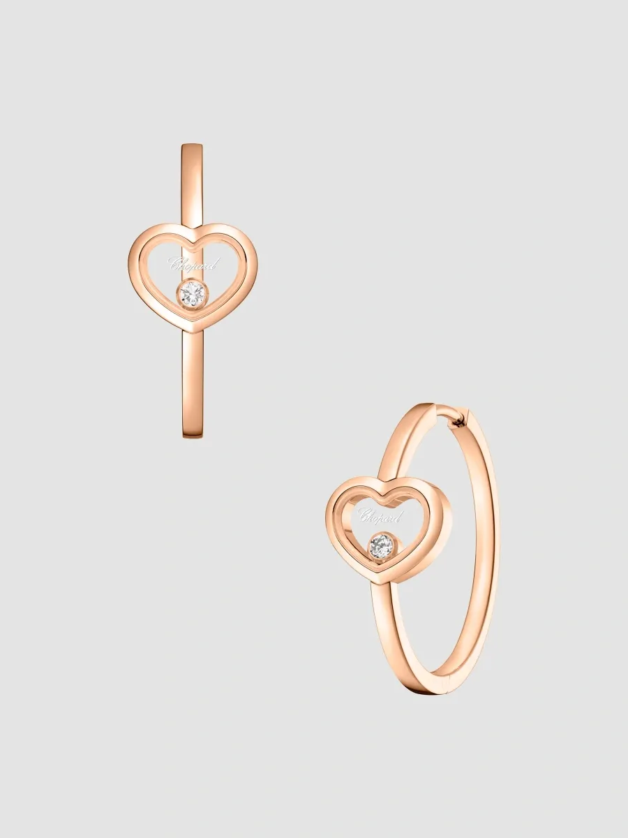 Chopard Women's Happy Diamonds Icons 18K Rose Gold & 0.10 TCW Diamond Heart Hoop Earrings | Thumbnail 2 Chopard Women's Happy Diamonds Icons 18K Rose Gold & 0.10 TCW Diamond Heart Hoop Earrings | Thumbnail 2