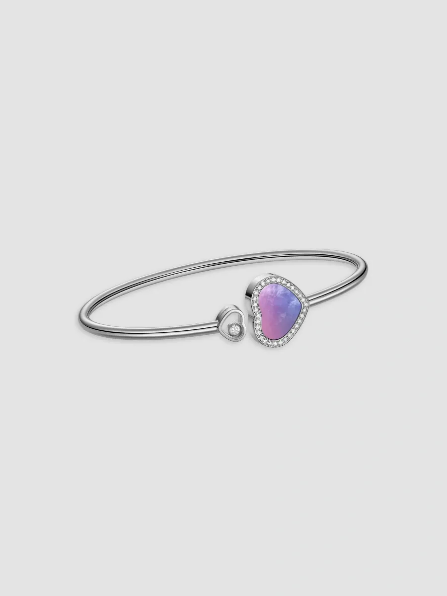 Chopard Women's Happy Hearts 18K White Gold, Mother-of-Pearl & 0.19 TCW Diamond Bangle | Thumbnail 2