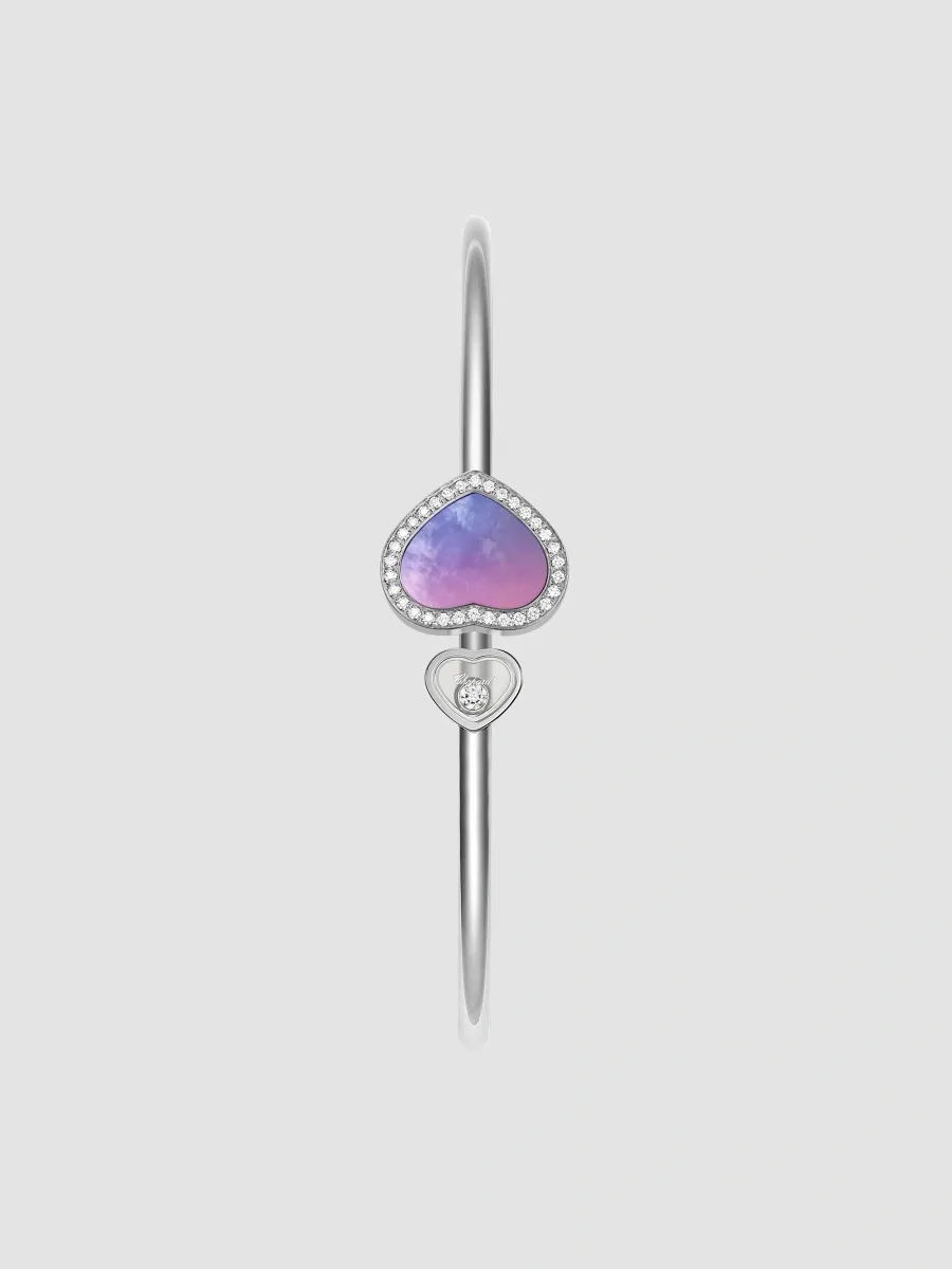 Chopard Women's Happy Hearts 18K White Gold, Mother-of-Pearl & 0.19 TCW Diamond Bangle | Thumbnail 3