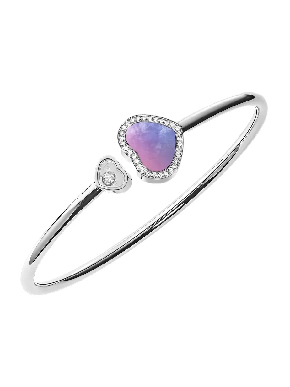 Women's Happy Hearts 18K White Gold, Mother-of-Pearl & 0.19 TCW Diamond Bangle Women's Happy Hearts 18K White Gold, Mother-of-Pearl & 0.19 TCW Diamond Bangle
