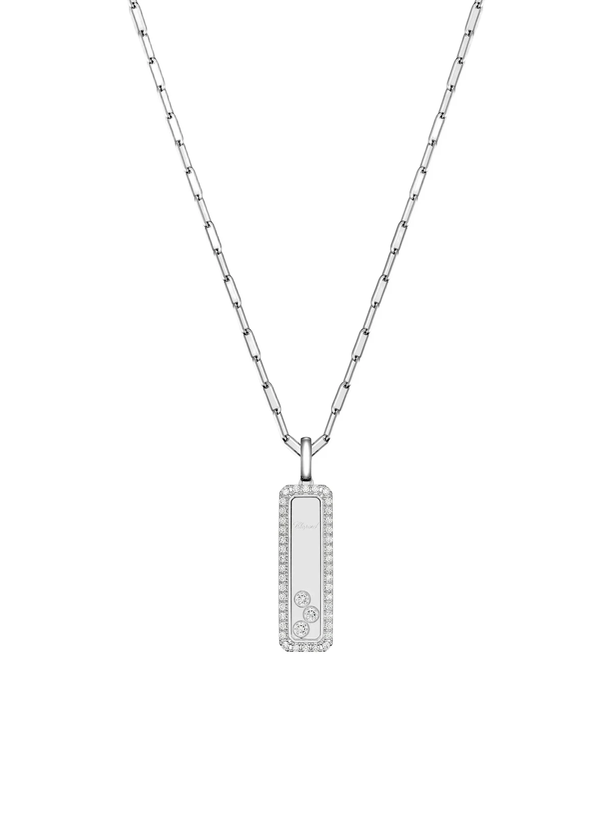 Women's Happy Diamonds Medium Icons 18K White Gold & 0.43 TCW Diamond Rectangle Pendant Necklace Women's Happy Diamonds Medium Icons 18K White Gold & 0.43 TCW Diamond Rectangle Pendant Necklace