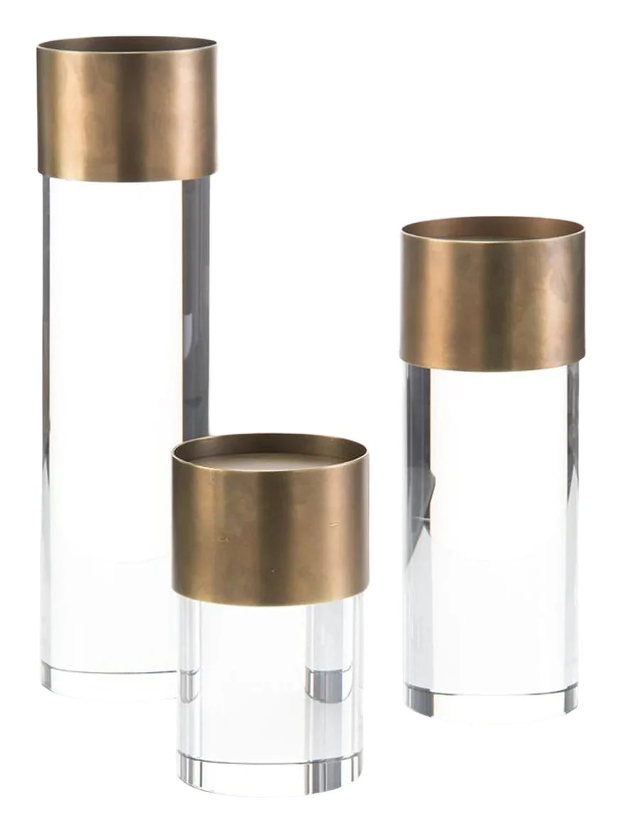 John-Richard Collection Unisex 3-Piece Crystal Candleholder Set