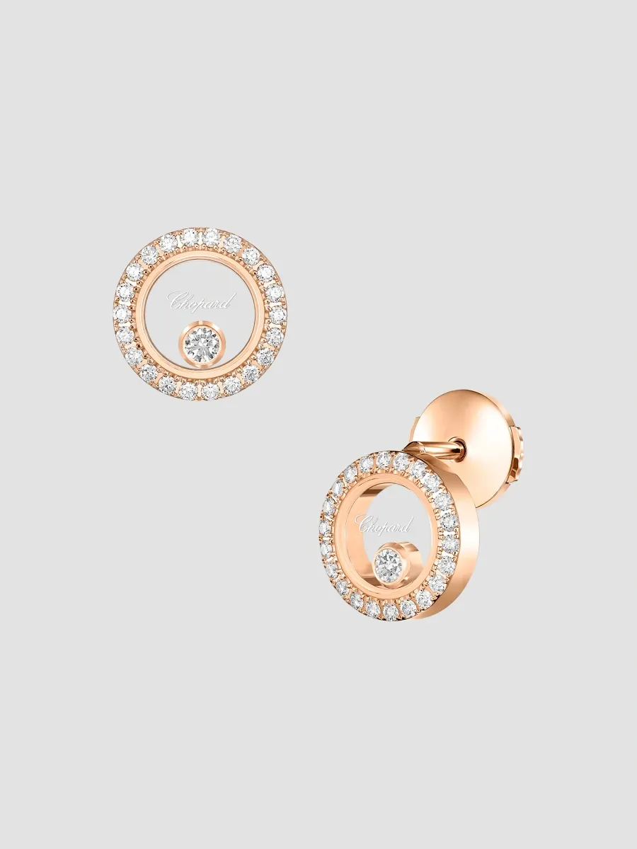 Chopard Women's Happy Diamonds Small Icons 18K Rose Gold & 0.32 TCW Diamond Circle Stud Earrings | Thumbnail 2 Chopard Women's Happy Diamonds Small Icons 18K Rose Gold & 0.32 TCW Diamond Circle Stud Earrings | Thumbnail 2