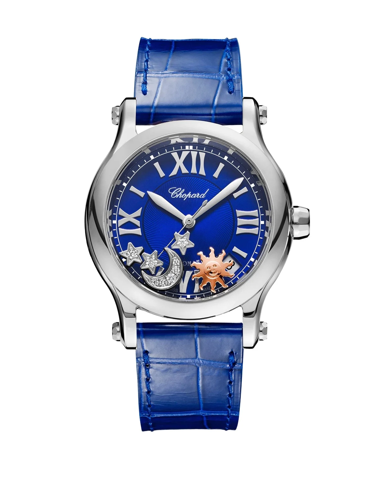 Chopard Women's Happy Sport Automatic Stainless Steel Sapphire & Diamond Leather Strap Watch