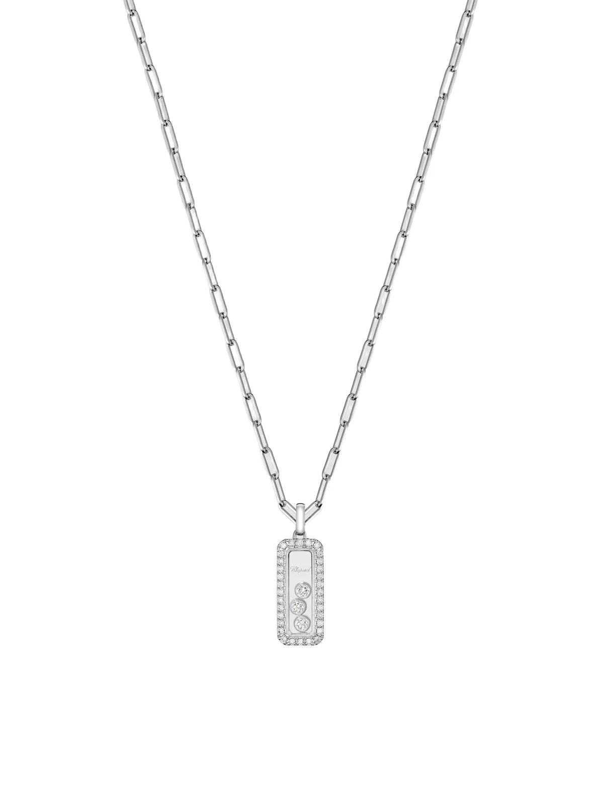 Women's Happy Diamonds Small Icons 18K White Gold & 0.31 TCW Diamond Rectangle Pendant Necklace Women's Happy Diamonds Small Icons 18K White Gold & 0.31 TCW Diamond Rectangle Pendant Necklace