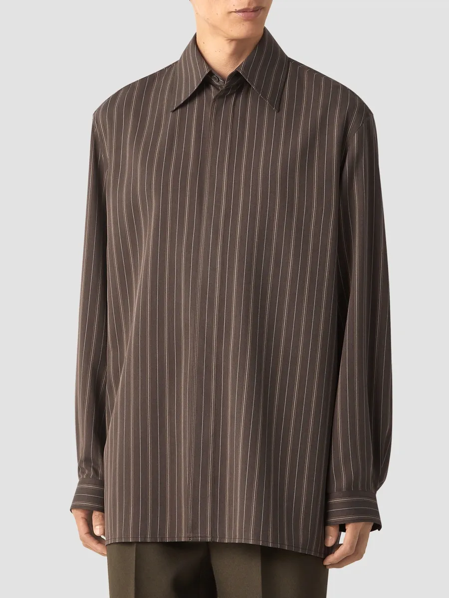 Zegna Men's Pinstriped Silk Shirt | Thumbnail 2 Zegna Men's Pinstriped Silk Shirt | Thumbnail 2