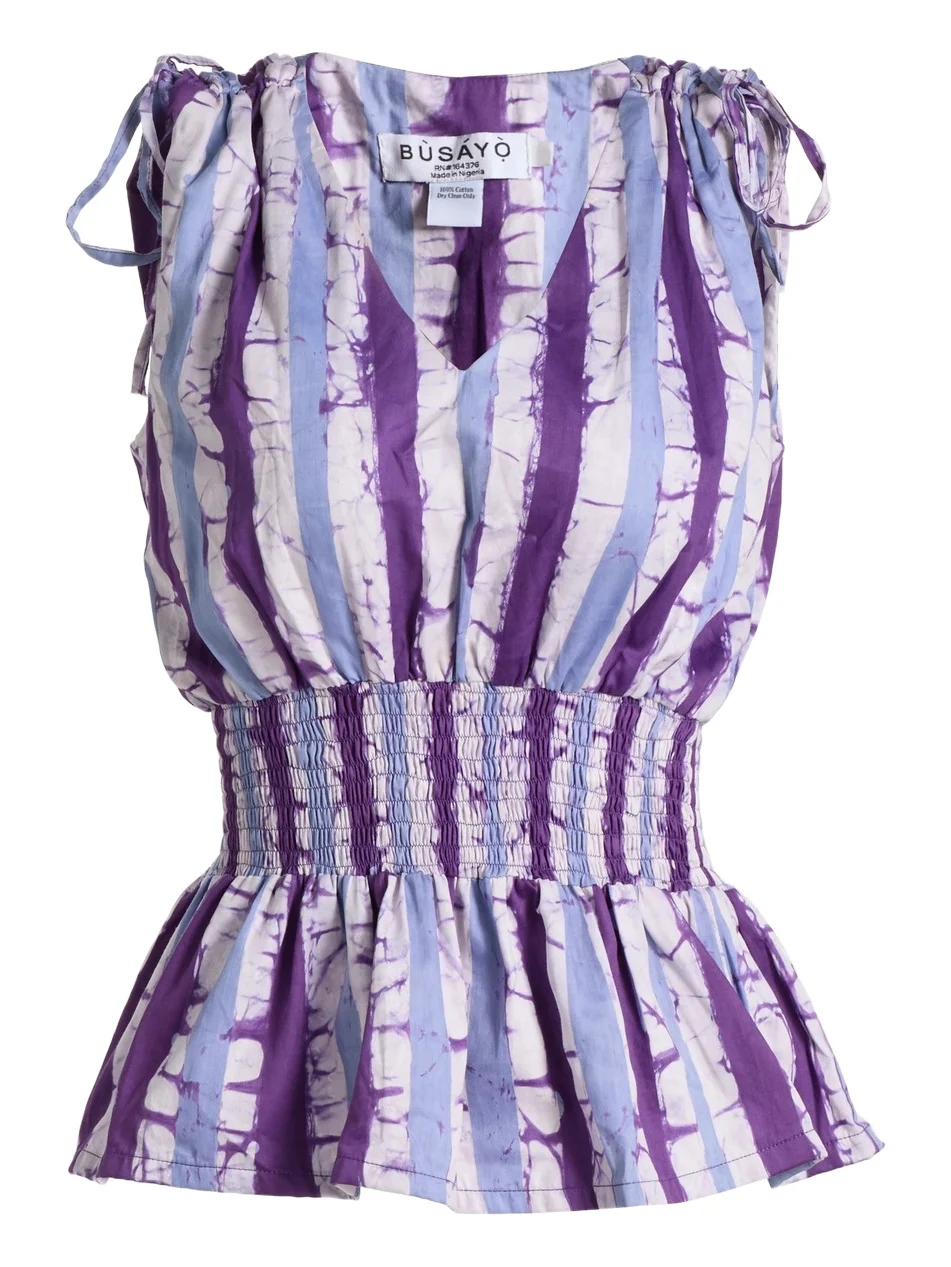 Busayo Women's Pamilerin Tie-Dye Striped Smocked Waist Top