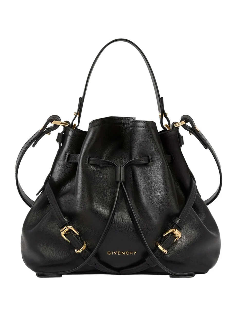 Women's Mini Voyou Bucket bag in Shiny Leather - Black