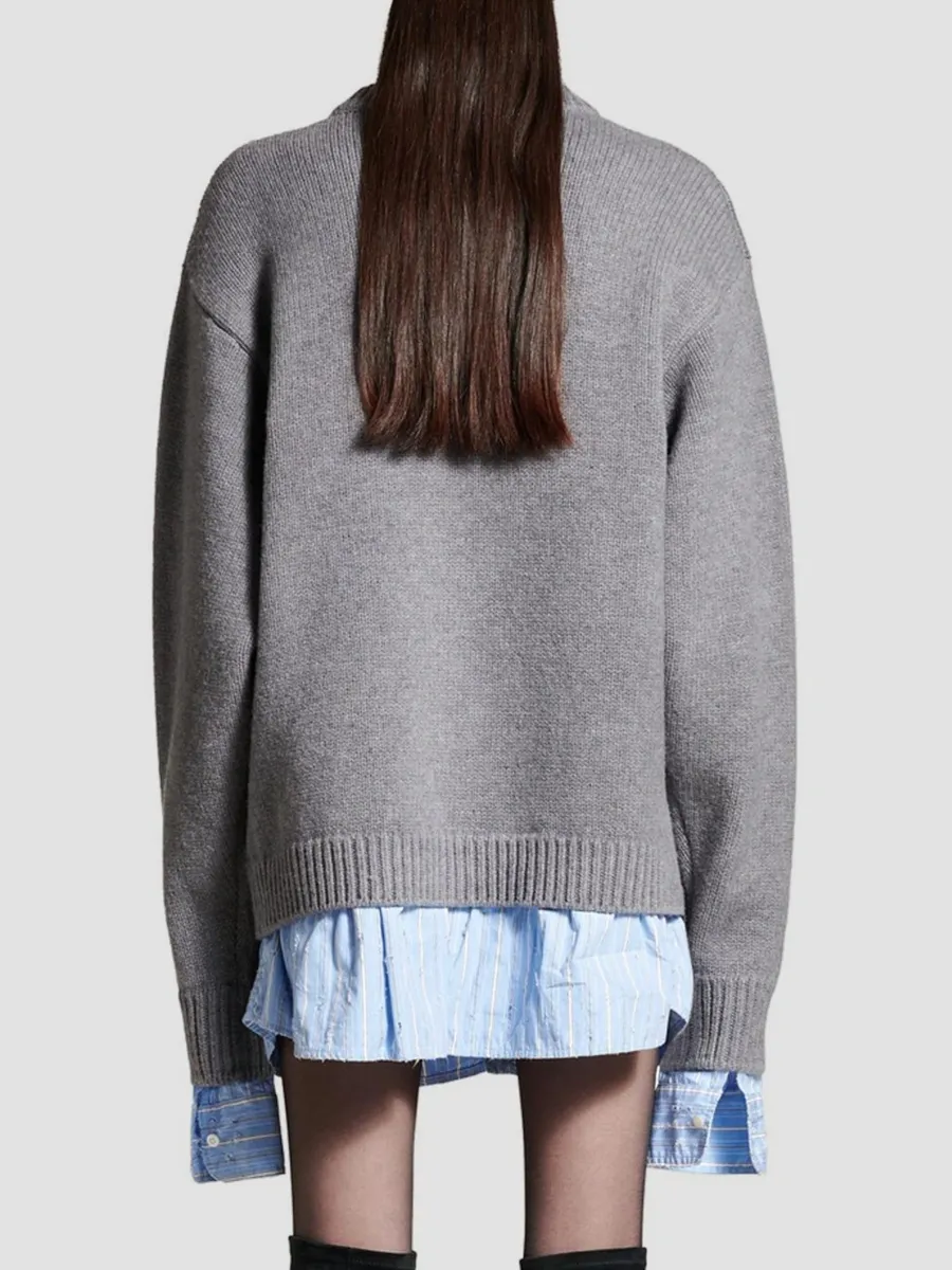 Balenciaga Women's Layered Shirt V-Neck Sweater | Thumbnail 4