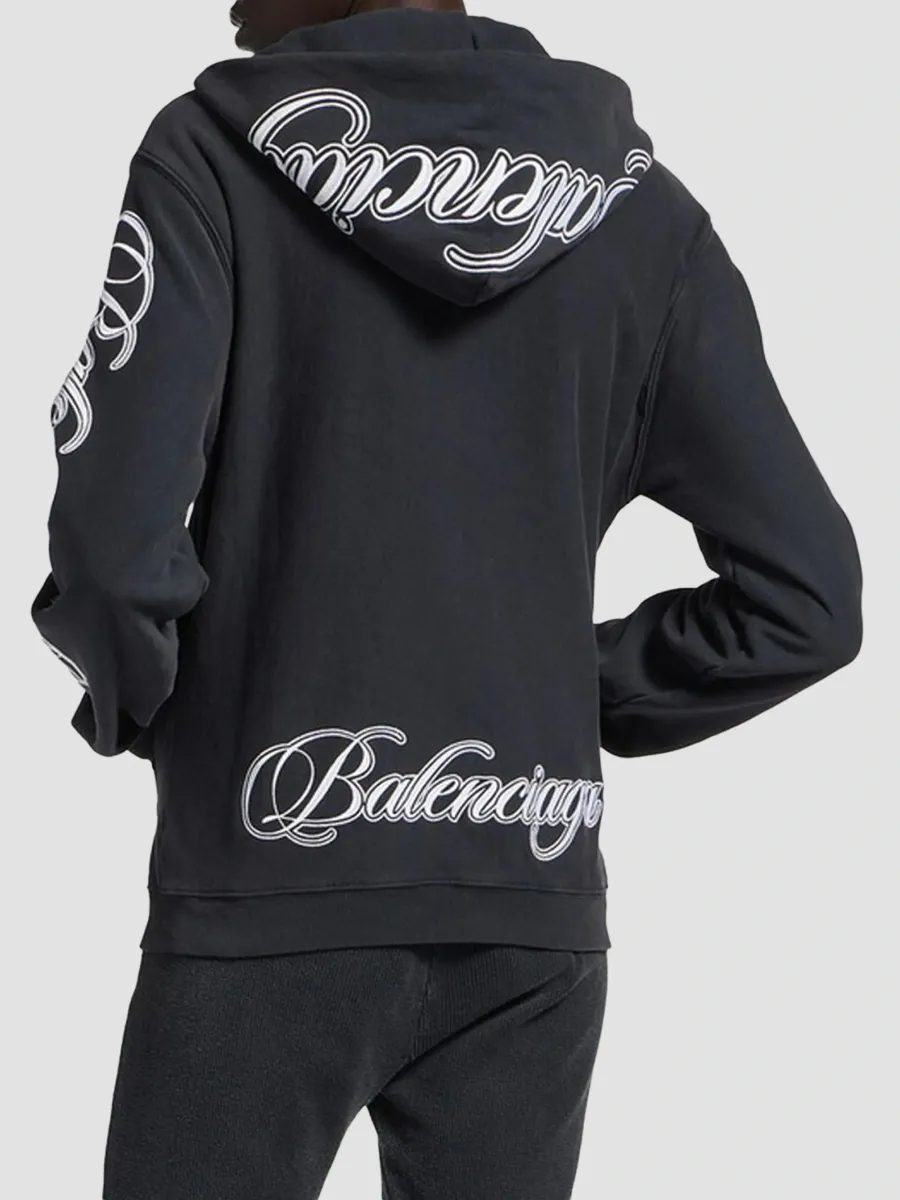 Balenciaga Women's Cursive Zip-up Hoodie Regular Fit | Thumbnail 4