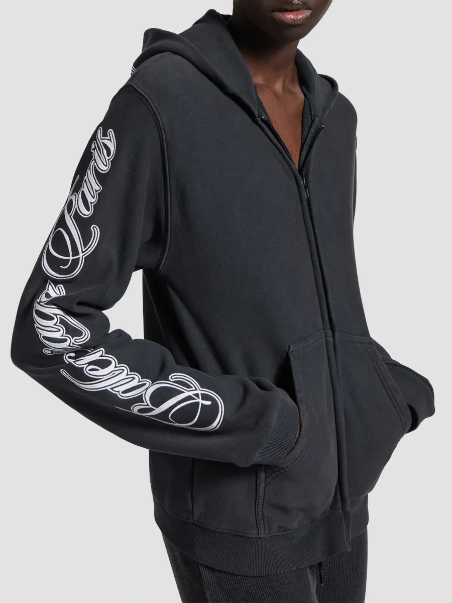 Balenciaga Women's Cursive Zip-up Hoodie Regular Fit | Thumbnail 5