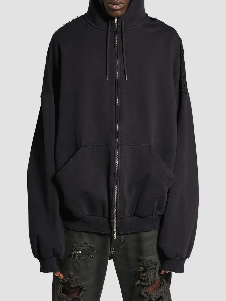 Balenciaga Men's Security Tape Logo Zip-Up Hoodie | Thumbnail 3 Balenciaga Men's Security Tape Logo Zip-Up Hoodie | Thumbnail 3