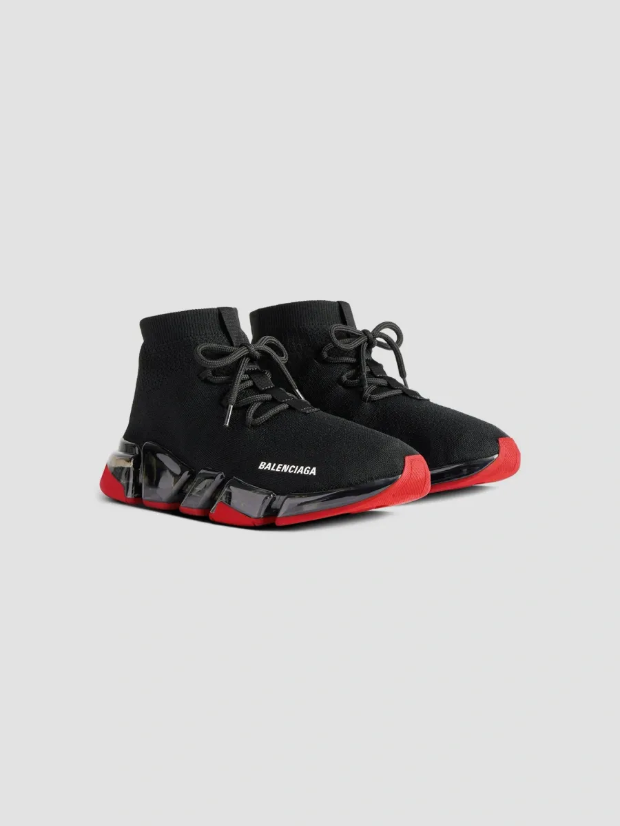 Balenciaga Men's Speed 2.0 Lace Up Full Clear Sole Recycled Knit Sneakers | Thumbnail 2 Balenciaga Men's Speed 2.0 Lace Up Full Clear Sole Recycled Knit Sneakers | Thumbnail 2