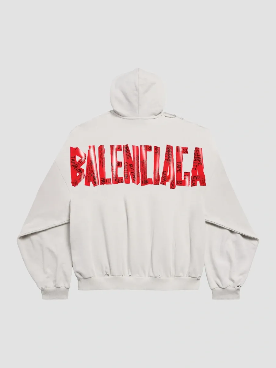 Balenciaga Men's Security Tape Logo Zip-Up Hoodie | Thumbnail 2 Balenciaga Men's Security Tape Logo Zip-Up Hoodie | Thumbnail 2