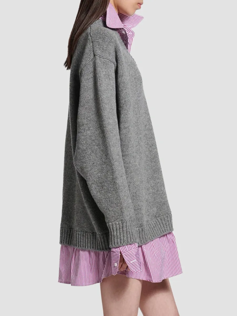 Balenciaga Women's Layered Shirt V-Neck Sweater | Thumbnail 4 Balenciaga Women's Layered Shirt V-Neck Sweater | Thumbnail 4