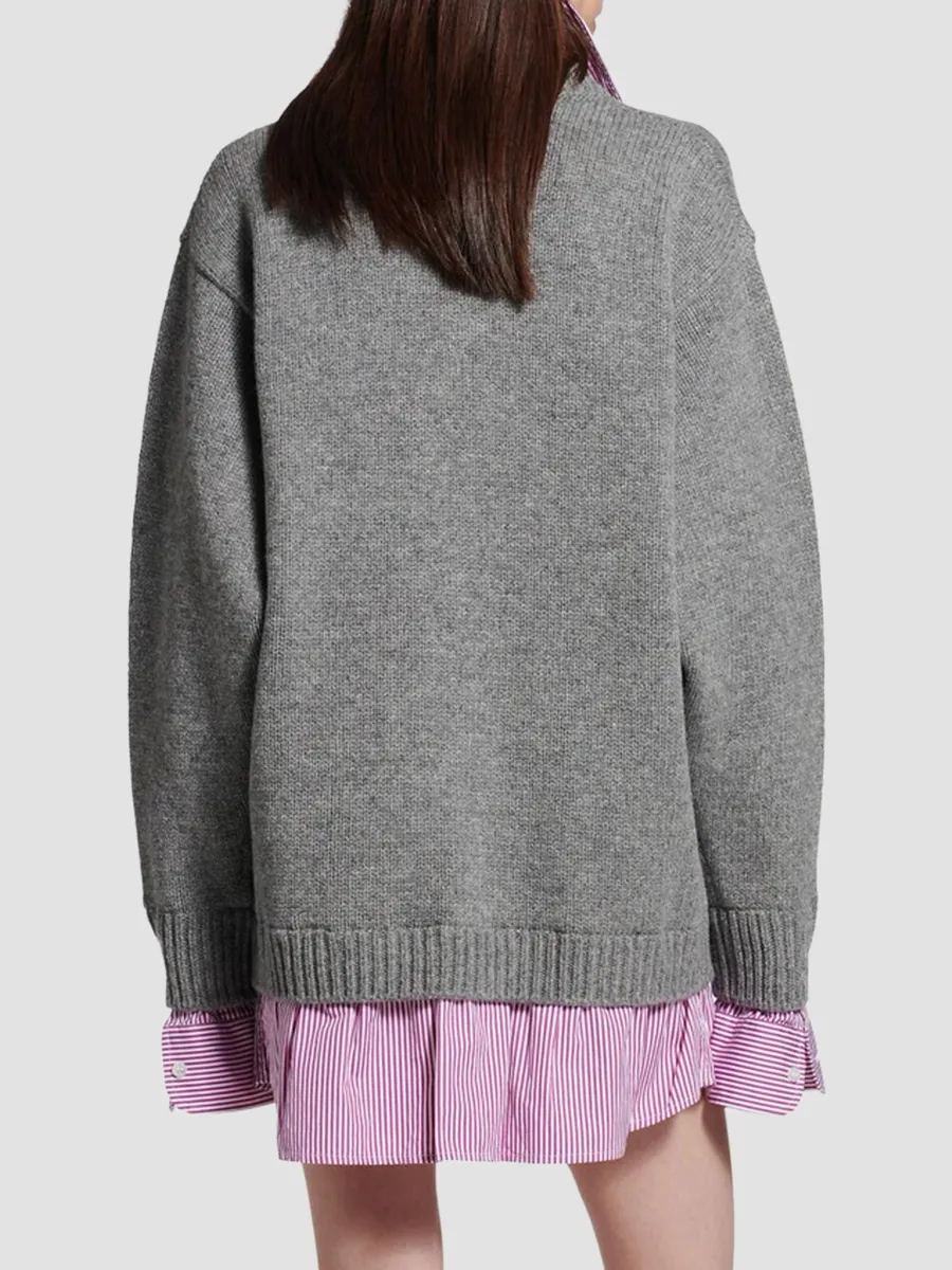 Balenciaga Women's Layered Shirt V-Neck Sweater | Thumbnail 5 Balenciaga Women's Layered Shirt V-Neck Sweater | Thumbnail 5
