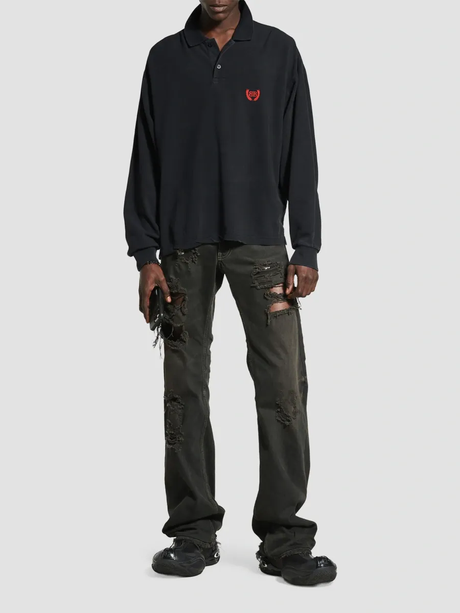 Balenciaga Men's Laurel Classic Long Sleeve Regular Polo Shirt | Thumbnail 2 Balenciaga Men's Laurel Classic Long Sleeve Regular Polo Shirt | Thumbnail 2